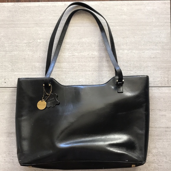 Apostrophe Genuine Leather Black Tote Handbag Purse with Zippered Pocket - Picture 2 of 11